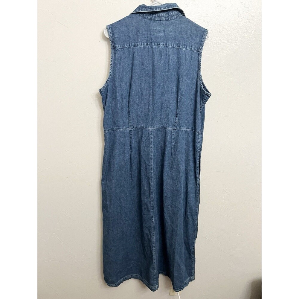 Vintage Eddie Bauer Denim Maxi Shirt Dress Size 18 Prairie Western Cottage Y2K - Picture 6 of 6